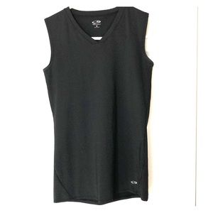 Black Champion Sleeveless Too, wicking material.